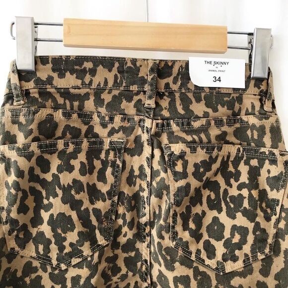 Zara leopard print velvet stripe skinny jeans 34/2 - Picture 9 of 12